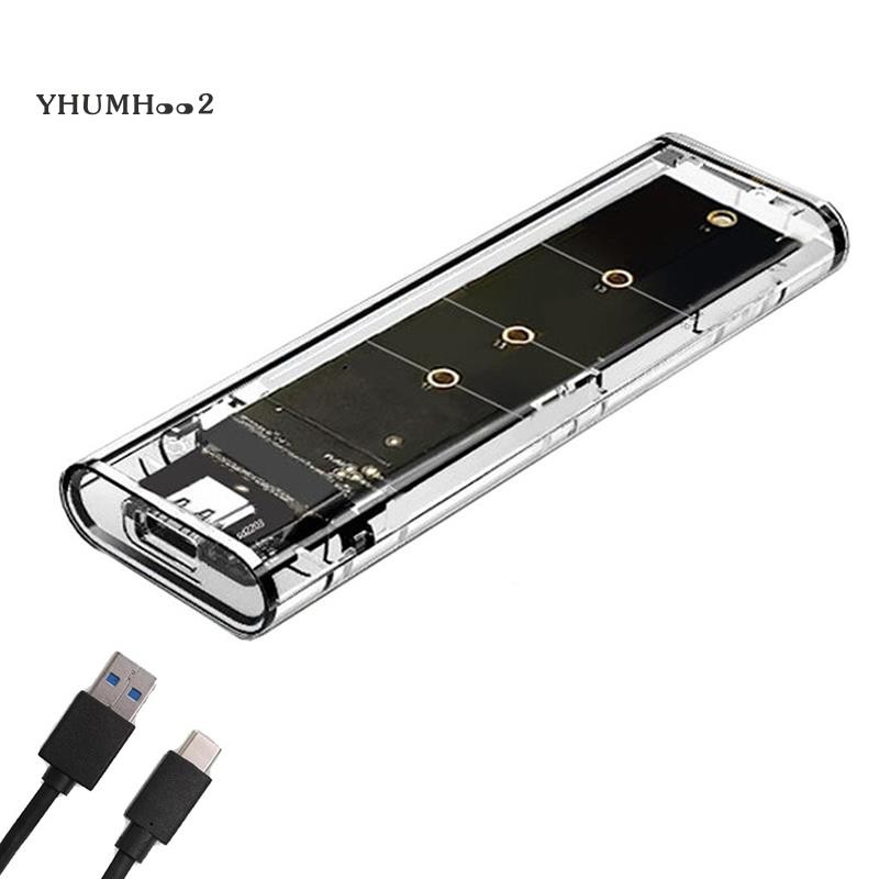 [yhumh002]M.2 NGFF SATA Dual Protocol SSD Case Clear USB Type C 10Gbps PCI-E M2 SSD โปร่งใสภายนอกกล่