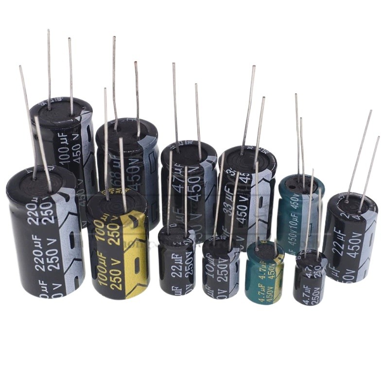 400V In-Line ตัวเก็บประจุอลูมิเนียมอิเล็กโทรลีติค 1UF 2.2 3.3 4.7 6.8 10UF 15UF 8 * 12 10 * 17 มม.