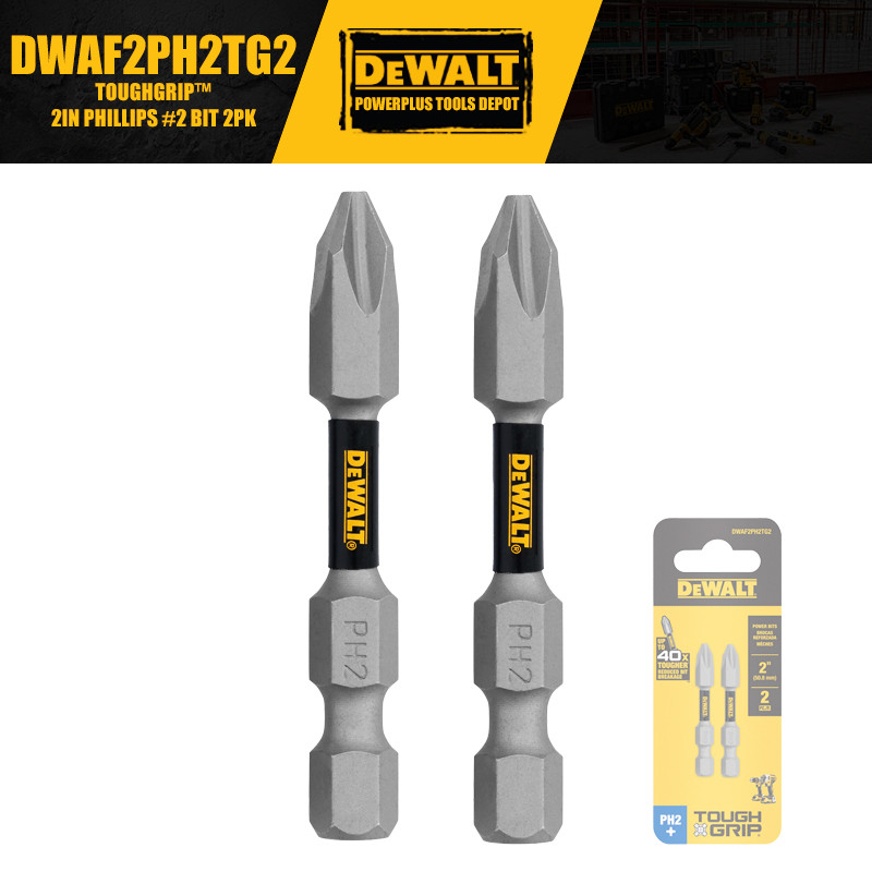 DEWALT DWAF2PH2TG2 TOUGHGRIP™ 2IN PHILIPS #2 ดอกไขควง อุปกรณ์เสริมเครื่องมือไฟฟ้า 2PK