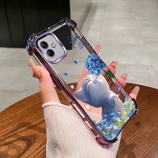 เคสสําหรับ Samsung A07 เคสโทรศัพท์ดอกไม้แมวสี่มุมซิลิโคน TPU นิ่มใส XH007