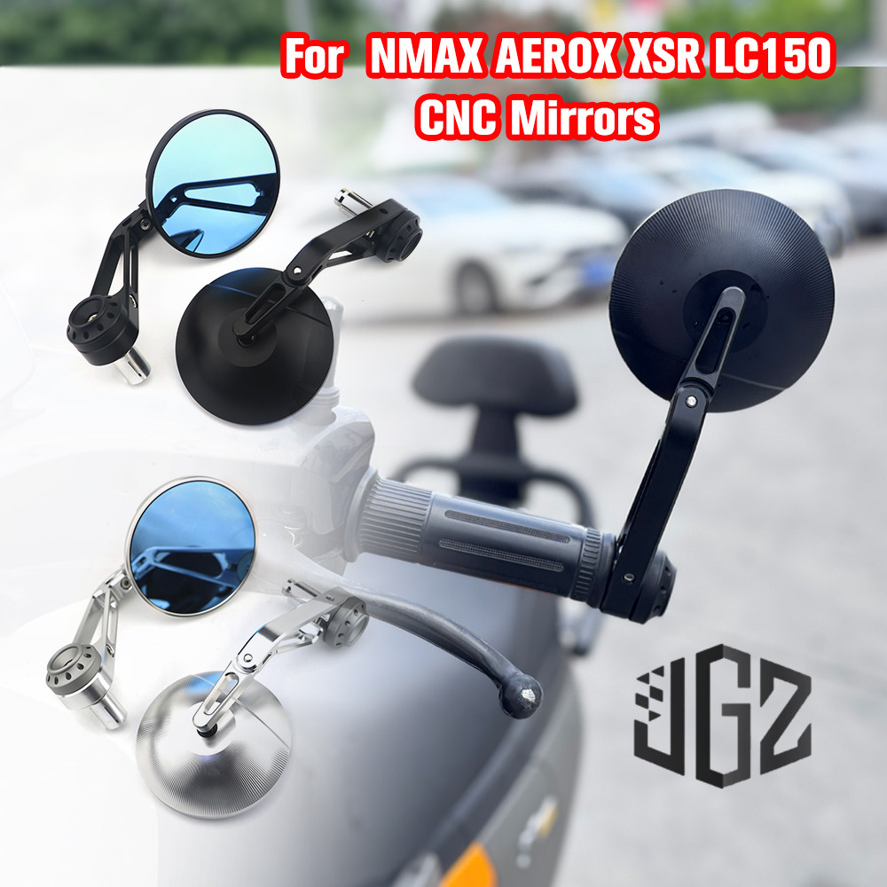 สําหรับ YAMAHA NMAX AEROX Exciter XSR155 กระจกแฮนด์รถจักรยานยนต์ CNC กระจกมองหลังทรงกลมสีฟ้า