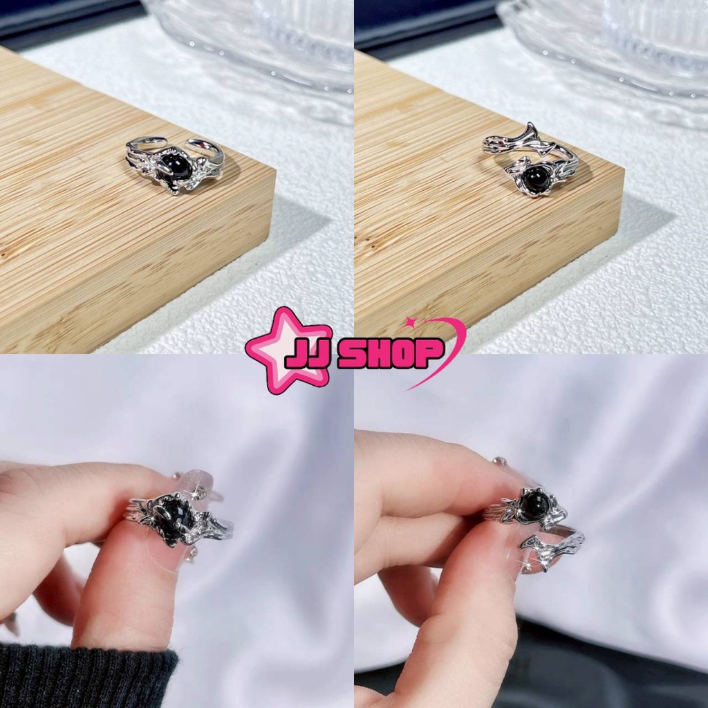 JJ Shop​💜พร้อมส่ง แหวนแฟชั่น ใ่สบายมาก สีดำเท่ มินิมอลสไตล์ มี2แบบให้เลือก "BRL-13"