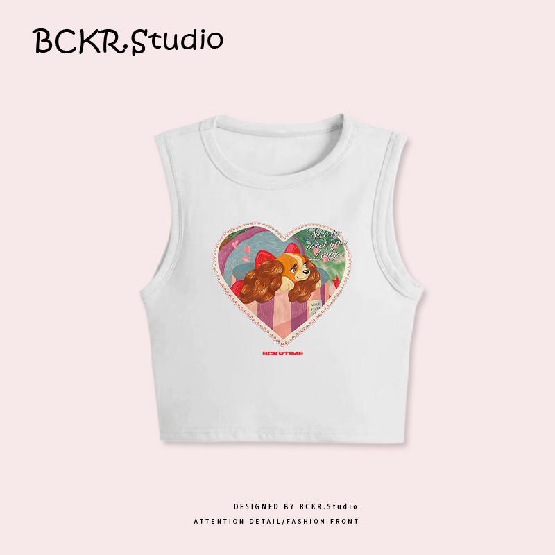 แฟชั่นเกาหลีสไตล์🎀ลายน้องหมา ชุดหน้าร้อน สั้น เสื้อผญ เสื้อ🐕เข้ารูป เซ็กซี่ สาวแซ่บ เสื้อกล้ามYG2103 - รูปที่ 4