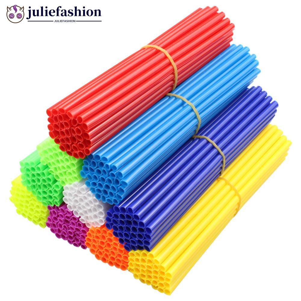 JULIEFASHION 36 ชิ้น Universal รถจักรยานยนต์ Dirt Bike ล้อขอบ Spoke Skins Wrap หลอดคําเตือนความปลอดภ