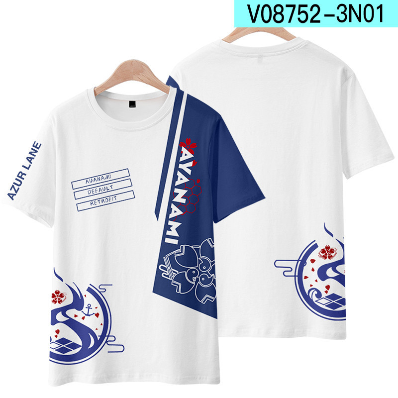 อะนิเมะใหม่ยอดนิยม Azur Lane Ijn Nagato เสื้อยืด Unisex การพิมพ์ 3 มิติ ผู้ชาย ผู้หญิง บทบาท tee แฟช