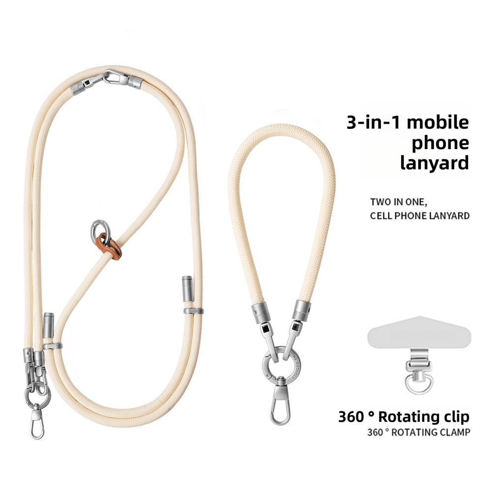 คุณภาพสูง 3 ใน 1 โทรศัพท์ เชือกเส้นเล็ก กระเป๋าสะพายข้าง สายคล้องคอปรับได้ความรู้สึกระดับไฮเอนด์สามในหนึ่งเดียวที่ถอดออกได้กลางแจ้งป้องกันการสูญหายสายรัดข้อมือพร้อมโลหะคลิปพั