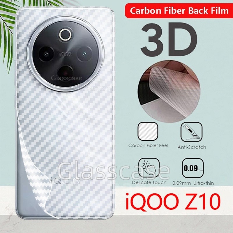 สําหรับ Vivo iQOO Z10/Z10X/Z10 Turbo/Pro Anti Slip 3D คาร์บอนไฟเบอร์ ฟิล์มป้องกันด้านหลังและหน้าจอ