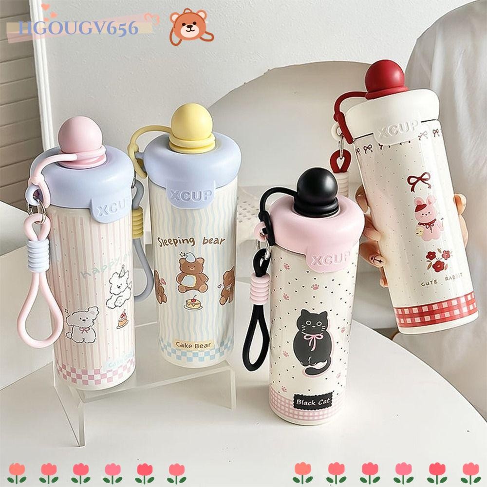 Hgougvt สแตนเลส316 600ml/20oz แก้วน้ำเก็บความเย็น ฟางถ้วยเก็บความร้อน พกพาสะดวก ลายน่ารัก ขวดน้ํา