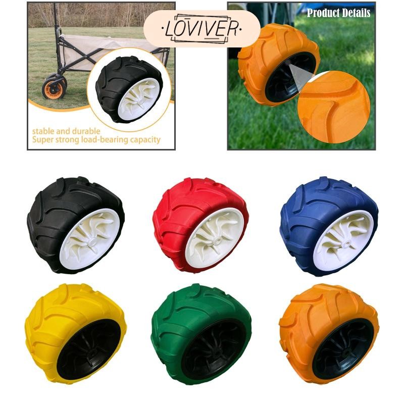 LOVIVER Heavy Duty เปลี่ยนเปลี่ยนติดตั้งง่าย PU ล้อพับ Camp พับ Camping Wagon รถเข็นชายหาด