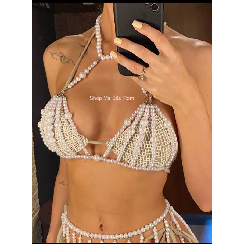 DISTRICT 5 - [101] BIKINI Tank Neck Camisole Chest Pearl Chain Body Chain เซ็กซี่คอสเพลย์เซ็กซี่เย้า