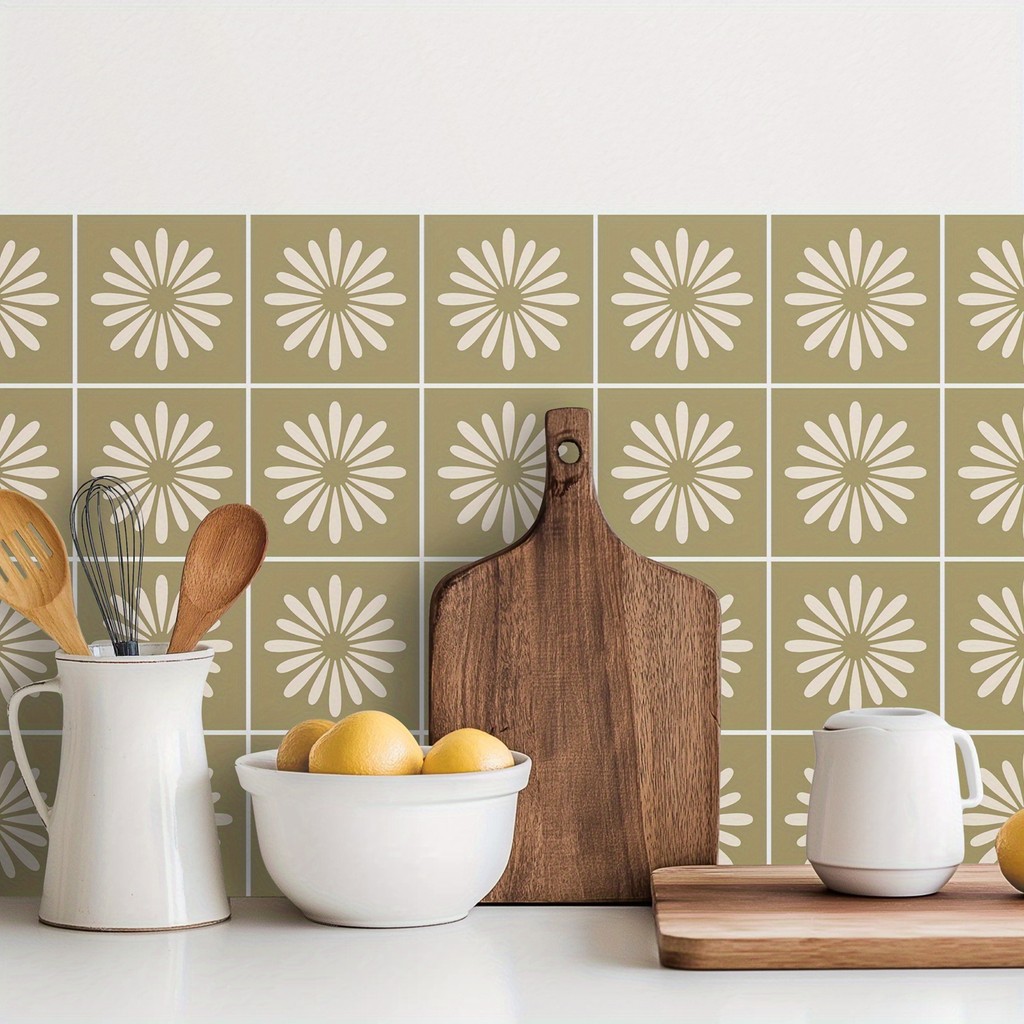 สติกเกอร์กระเบื้องโมร็อกโก Peel and Stick Backsplash - Self-Adhesive Vintage Wall Decals สําหรับห้องครัวและห้องน้ํา - 10x10 ซม.4x4 นิ้วตกแต่งที่ถอดออกได้