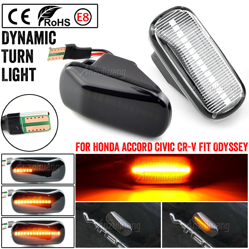 2 ชิ้นสําหรับ Honda Stream Accord Civic City CR-V Fit Jazz HR-V S2000 AP1 AP2 LED แบบไดนามิก Blinker ด้านข้างไฟเลี้ยวไฟสัญญาณโคมไฟ