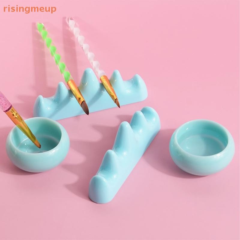 [risingmeup] Nail Art Brush Cleaner ที่วางพลาสติก UV ปากกาเจลอะคริลิกหม้อ Cleanser ถ้วยล้างถ้วย ที่วางแปรงเล็บ เครื่องมือทําเล็บ ใหม่