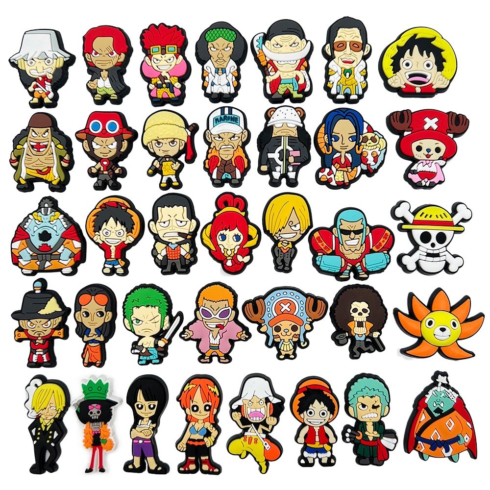 36 ชิ้น/เซ็ตรองเท้า Charm MEIDJ ตัวติดรองเท้า Pvc ตัวการ์ตูน สำหรับตกแต่ง MEIDJ Diy รองเท้าหัวโต ติดง่าย น่ารัก