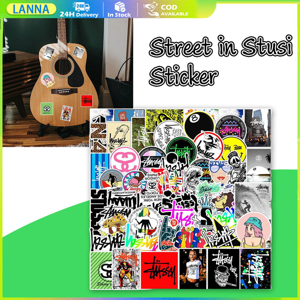 ร้านอยู่ที่ไทย 50แผ่น สติ๊กเกอร์ sticker stussy แบบPVC กันน้ํา ติดตกแต่งโทรศัพท์มือถือ คอม แล็ปท็อป