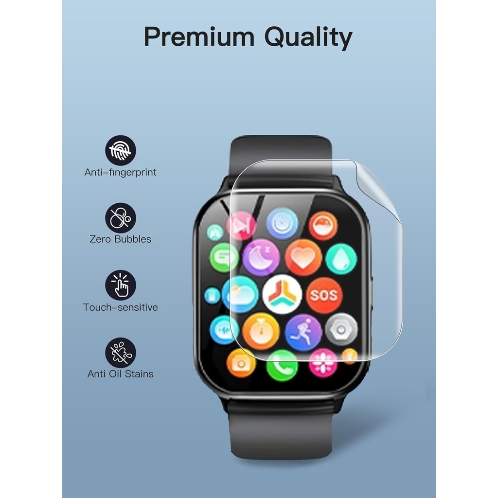 [ 3 แพ็ค] ฟิล์มกันรอยหน้าจอ Hydrogel สําหรับ Puqo T80 Smartwatch 1.95 "TPU [Clear HD] ฟิล์มป้องกันแบ