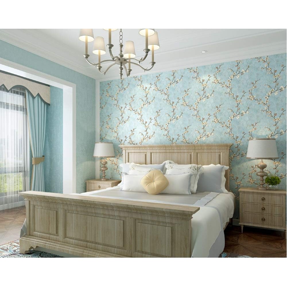 Q QIHANG 1.73 W x 32.8L 3D Flower Tree Country Pastoral Retro สไตล์วินเทจห้องนอนห้องนั่งเล่นพื้นหลัง