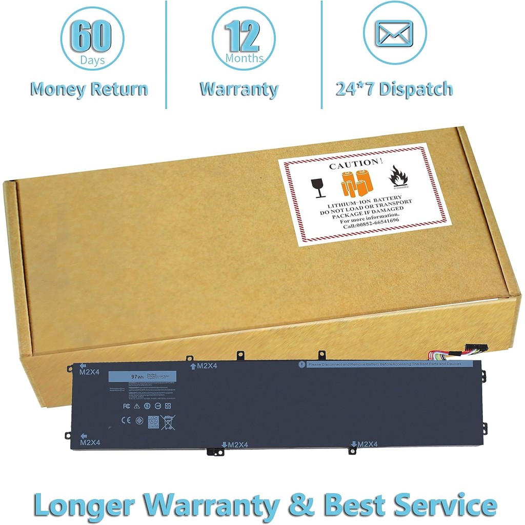 6GTPY แบตเตอรี่ 97WH สําหรับ Dell XPS 15 9570 9560 7590 9550, Precision 5520 5510 5530, Vostro 7500 