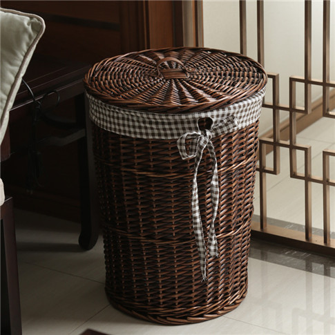 Hot Sale#Dirty Laundry Basket Woven Dirty Clothes Storage Basket Willow Woven Dirty Clothes Hamper C
