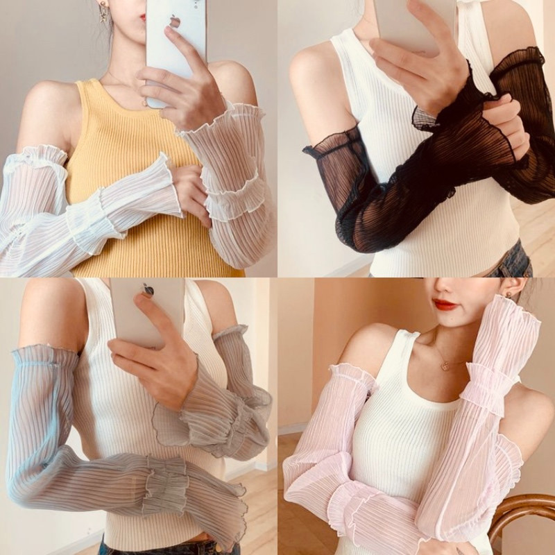 ถุงมือ lady fingerless สำหรับฤดูร้อน ป้องกันแสงแดด UV กันเหงื่อได้ดี