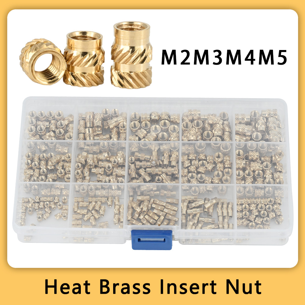 M2 M3 M4 M5 Brass Heat Insert Nut Double Twill Knurled Hot Melt Molding Injection Embed Inserts 3d P