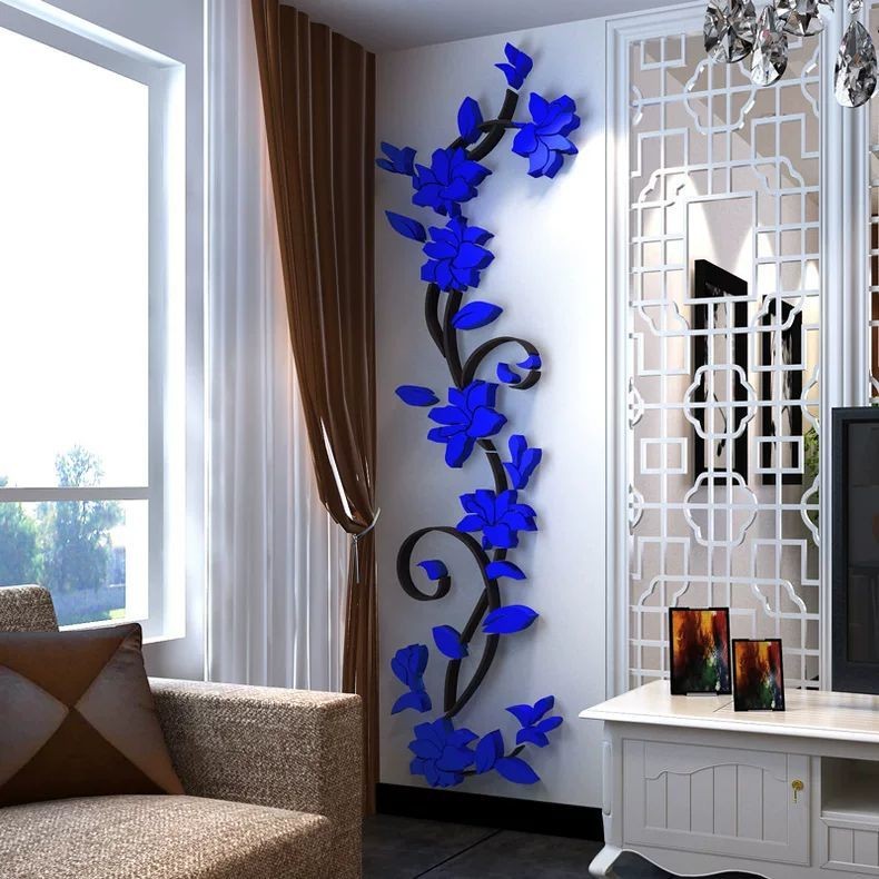Hot Sale#M212Rose Vine Acrylic3D Crystal Three-Dimensional Wall Sticker for Entrance and TV Backgrou