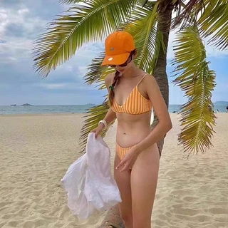 🧡Hot.Bikini🧡ชุดบิกินี่ ทูพีช ชุดว่ายน้ำแฟชั่น ลายทาง มีฟองน้ำ ผ้าแห้งไว ใส่สบาย อาคารเตี้ย ส่งไวจากไทย