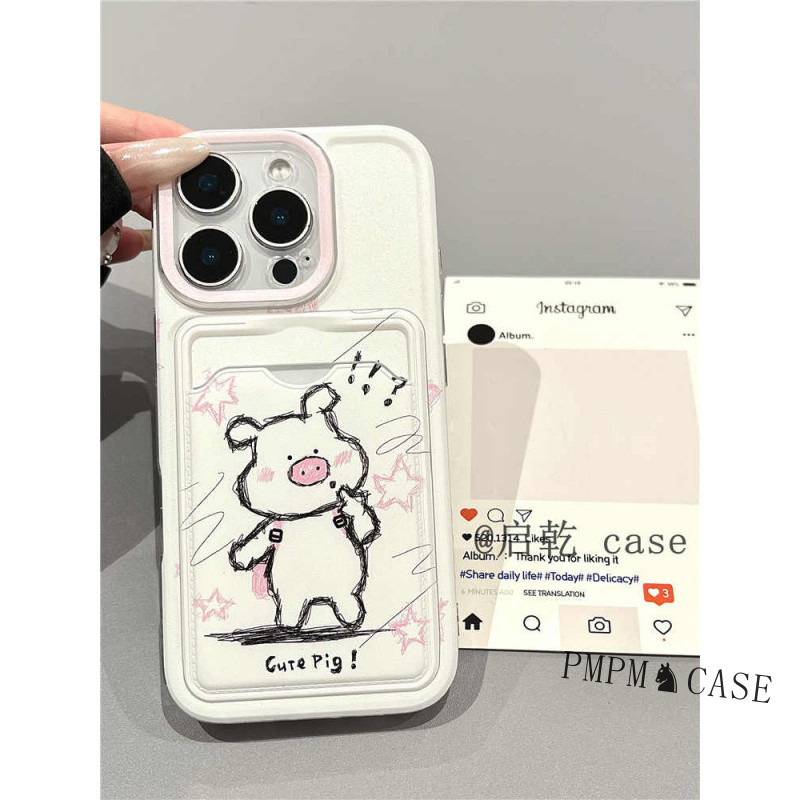 Fancy Dicoret-Coret Pig Strap Card Holder Case Xiaomi 15T Pro F7 C85 15 14 14T X5 X6 M5S 11 12 Lite 