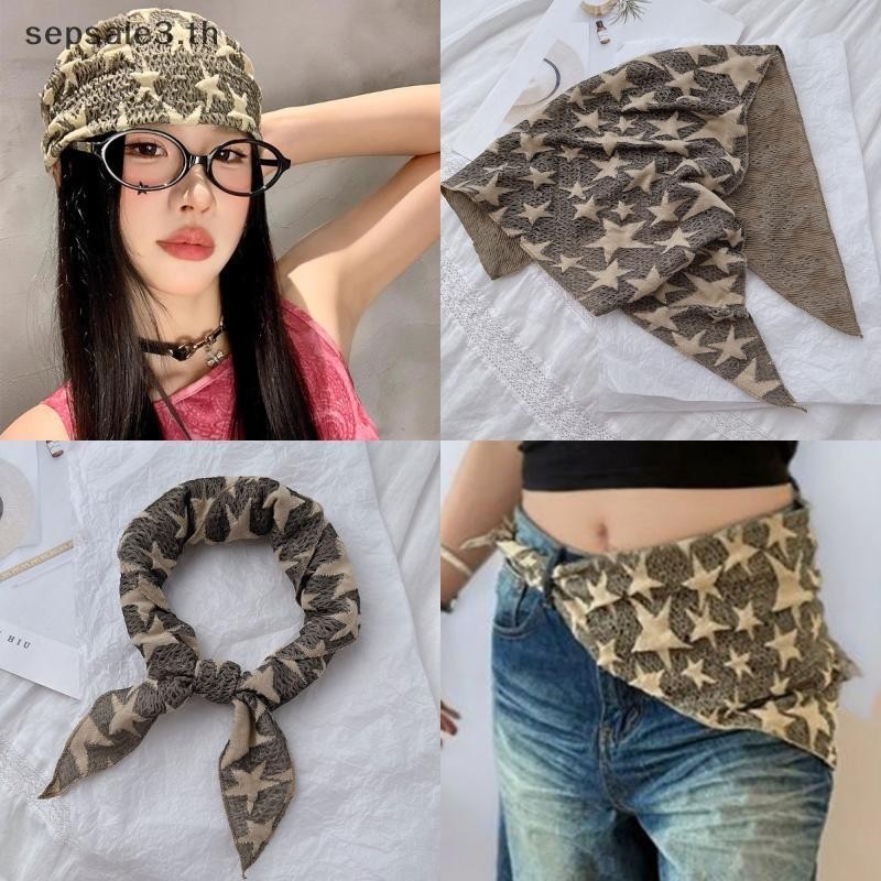 หมวกและผ้าพันคอสามเหลี่ยมสไตล์เย็น สำหรับHip Hop ผ้าไหมเอวตกแต่ง