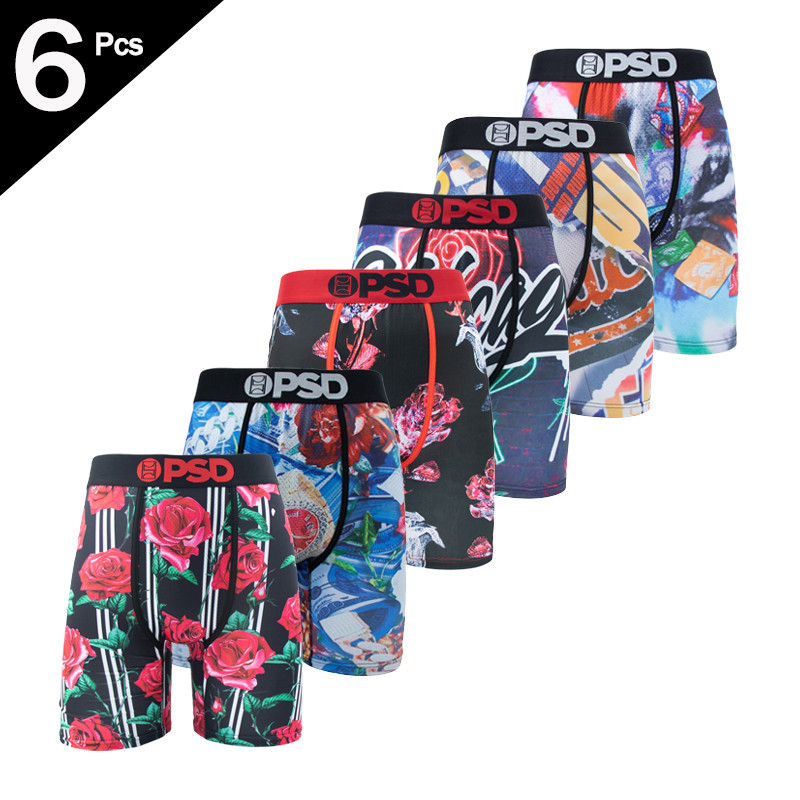 ชุดชั้นในสำหรับผู้ชายแบบเซ็กซี่ 6 ชิ้น กางเกงนักมวยตาข่ายระบายอากาศ ออกแบบพิมพ์สวยงาม - รูปที่ 2