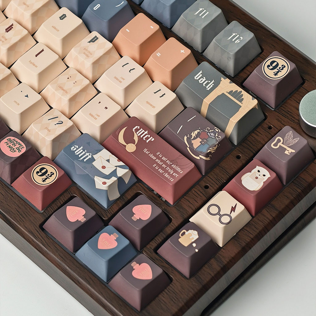 Hogwarts Keycaps Cherry/MOA โปรไฟล์ 125 คีย์ PBT Dye Sublimation Wooting Aula F75 Mechanical Keycaps Creative Harry Poter Magic School Keycaps