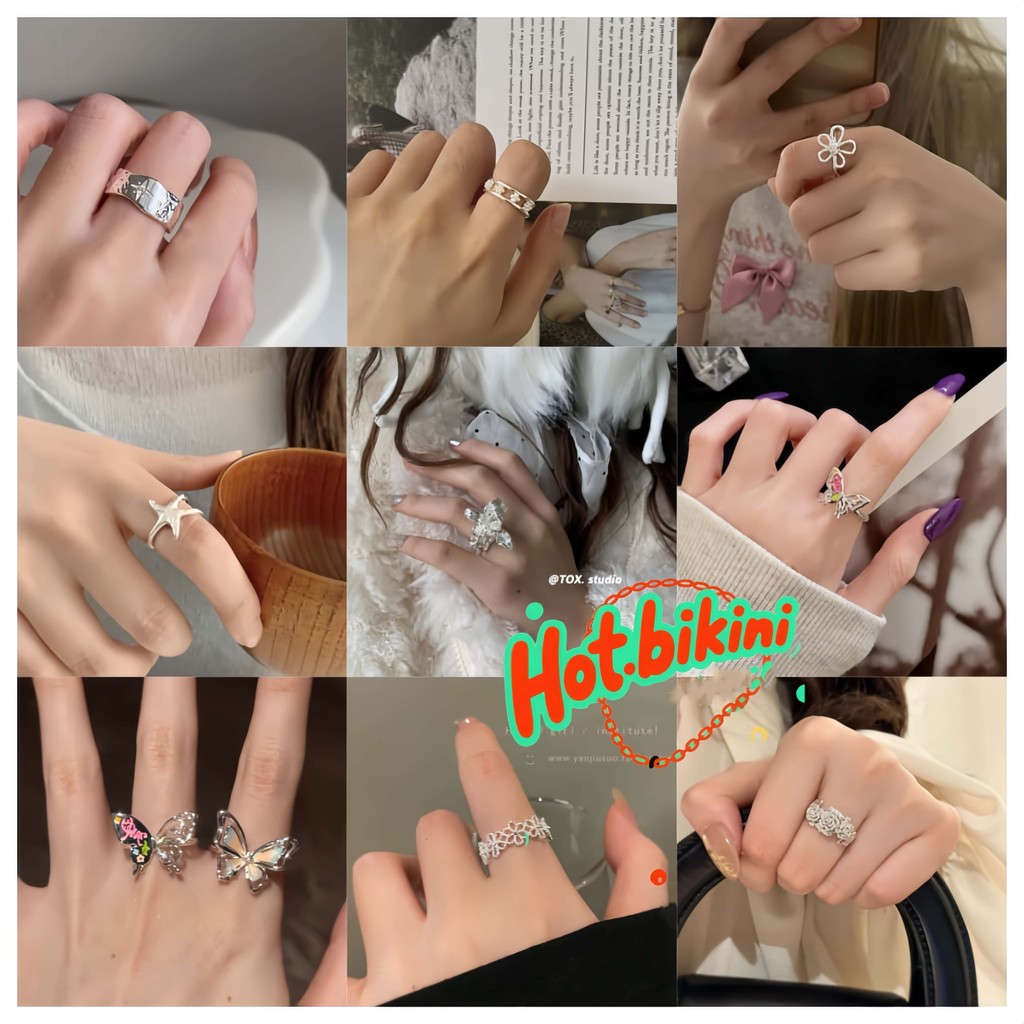 Hot.Bikini แหวนผู้หญิง แหวนเงิน สไตล์ฝรั่งเศส เรียบง่ายและมีสไตล์ INS จัดส่งรวดเร็วจากประเทศไทย