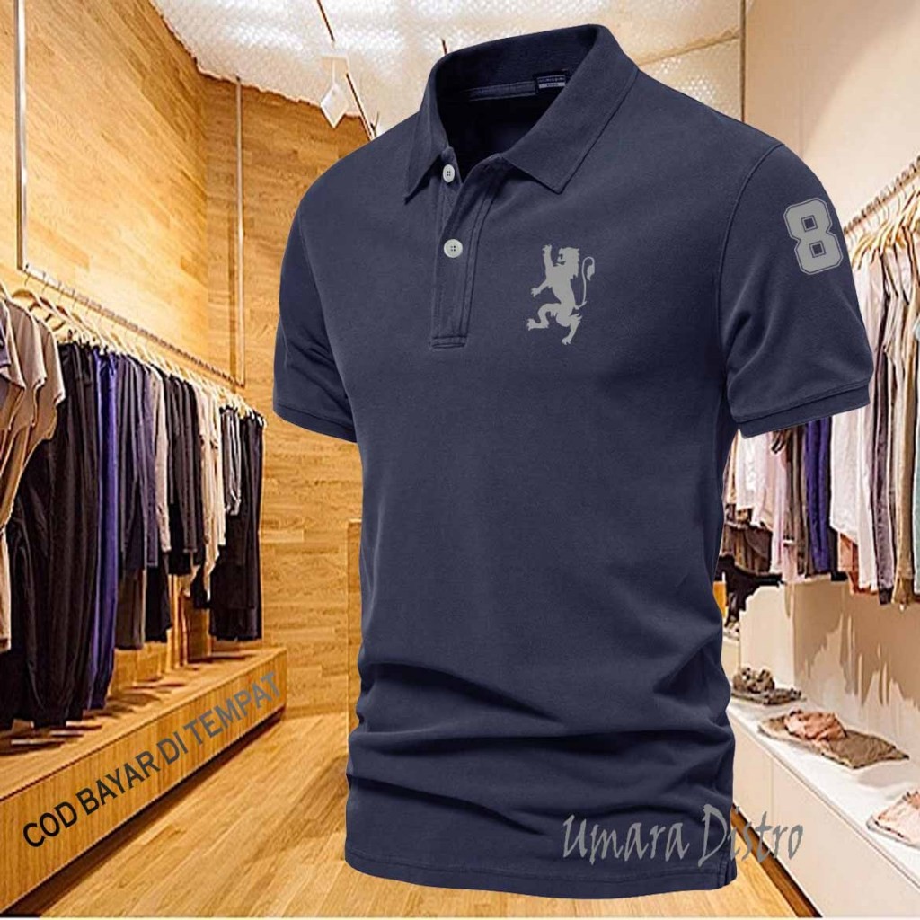 NEW Lion Collar POLO T-Shirt 8 Quality Silver Giordano Collar Polo Shirt Adult Shirt / Wangki Mens P