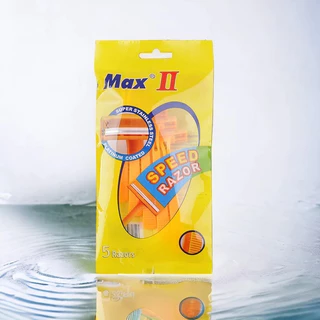 COD ที่โกนหนวด มีดโกน MAX ใบมีด 2 ชั้น ด้ามมีดโกน 1 ซองมี 5 ชิ้น ด้ามสีเหลือง อุปกรณ์กำจัดขน ใบมีดโกน และด้าม