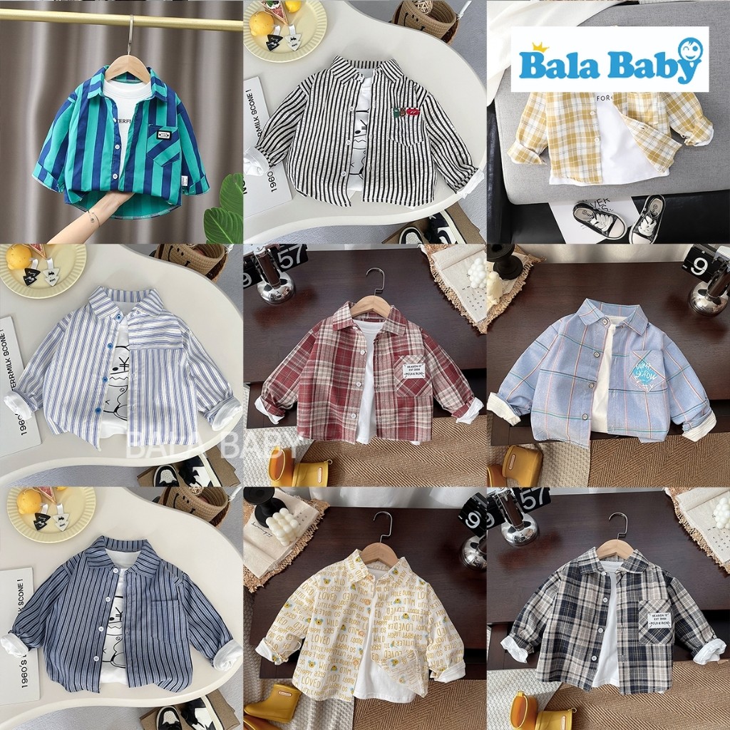เสื้อเชิ้ตเด็ก เสื้อแขนยาวเด็ก เสื้อคอปกแขนยาวสำหรับเด็กผู้ชาย สไตล์เกาหลี Size80-120cm DXT89