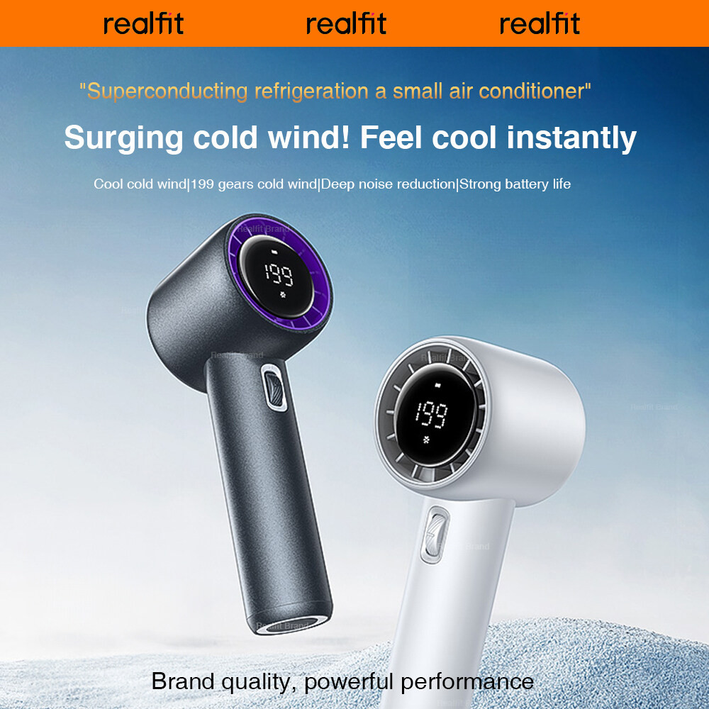 พัดลมเจ็ท พัดลมเทอโบเจ็ท 200 ระดับ  Handheld Fan มอเตอร์กังหัน จอแสดงผลดิจิตอลอัจฉริยะ พัดลมมือถือ พัดลมแบบพกพา