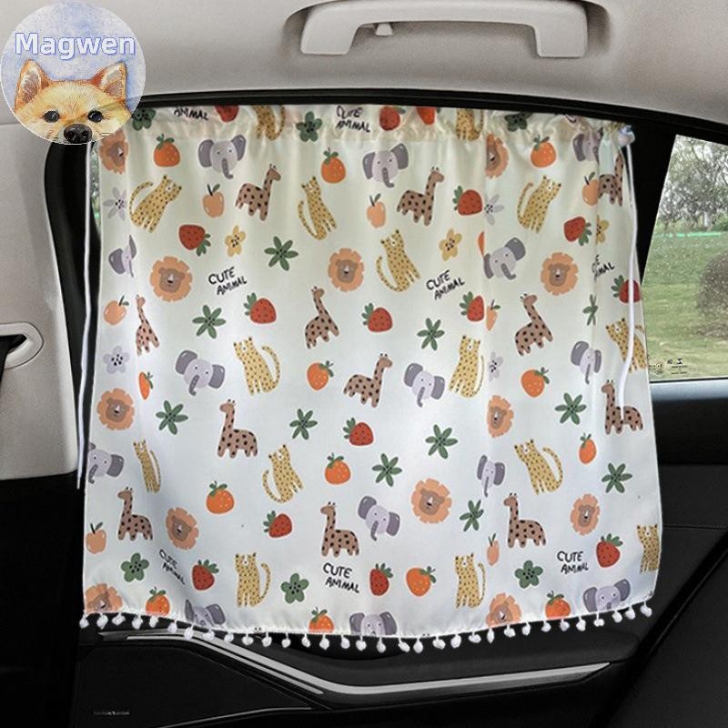 Magwen 1PC Universal รถ Sun Shade ผ้าม่านน่ารักการ์ตูนหมีรถจัดแต่งทรงผมด้านหลังหน้าต่างกระจกบังแดดป้องกันผ้าม่านหน้าต่าง TH