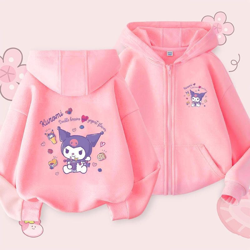 Kuromoji Hoodie ซิป แขนยาว สไตล์casual เหมาะสำหรับสาว Cinnamoroll ในฤดูใบไม้ร่วงและฤดูหนาว