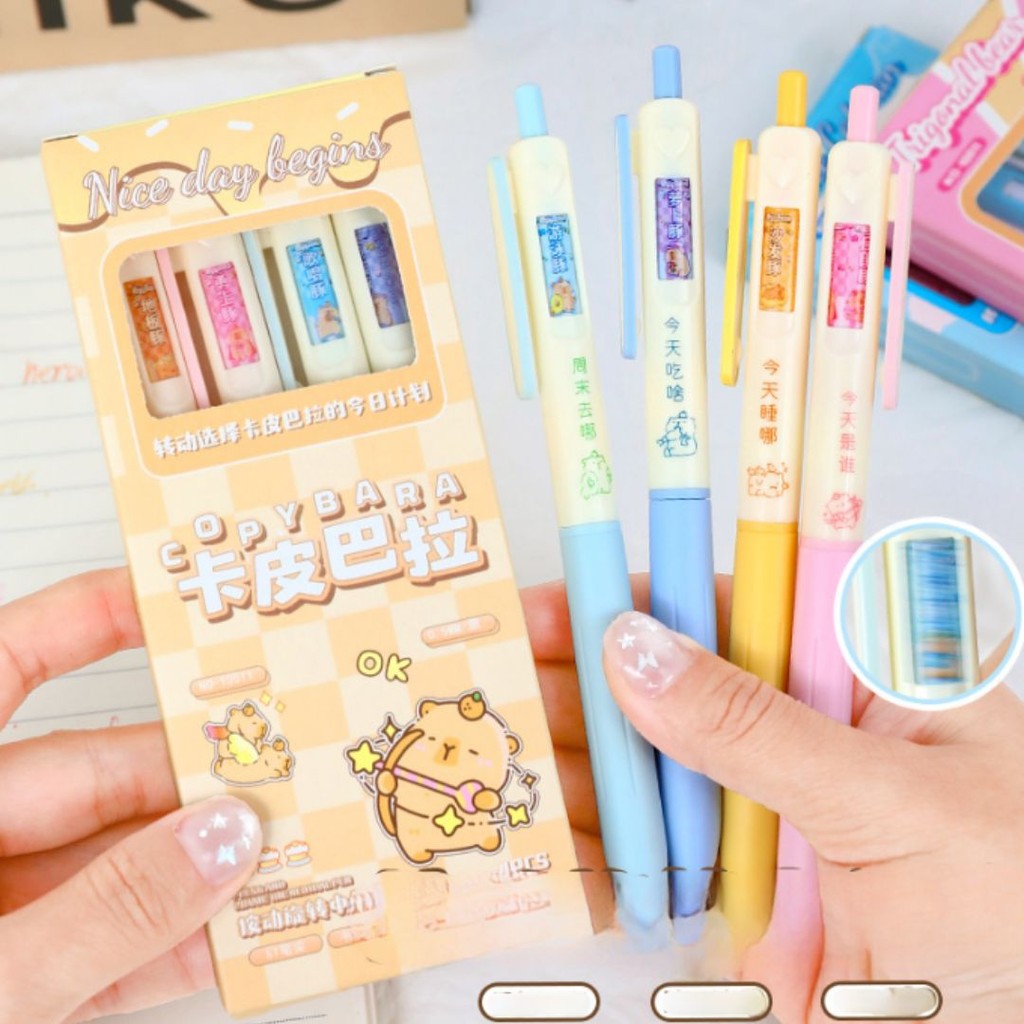 -ss- MECHANIC GEL PEN 1 ชุดเนื้อหา 4 ชิ้น IMAGES CAN CHANGE MOTIF CARTOON KAWAII BLACK INK 0.5 MM