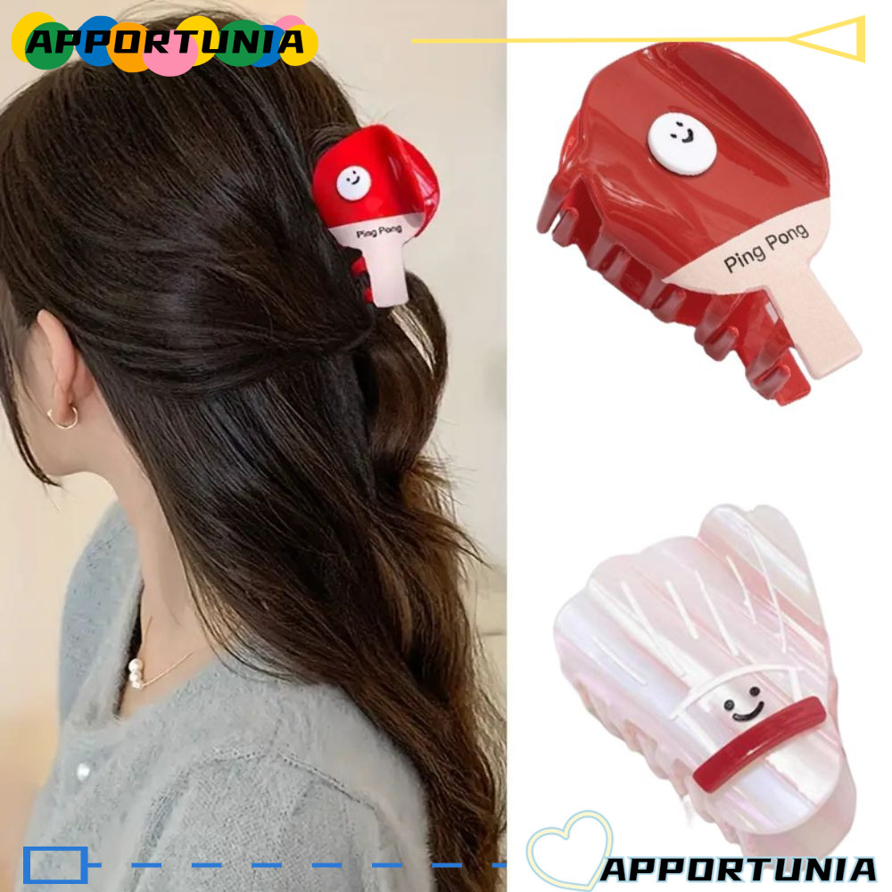 APPORTUNIA กิ๊บรูปไม้ปิงปองและแบดมินตันแบบการ์ตูน ออกแบบพิเศษ สบายในการสวมใส่ เป็นเครื่องประดับผมขนาดเล็กสำหรับผู้หญิง