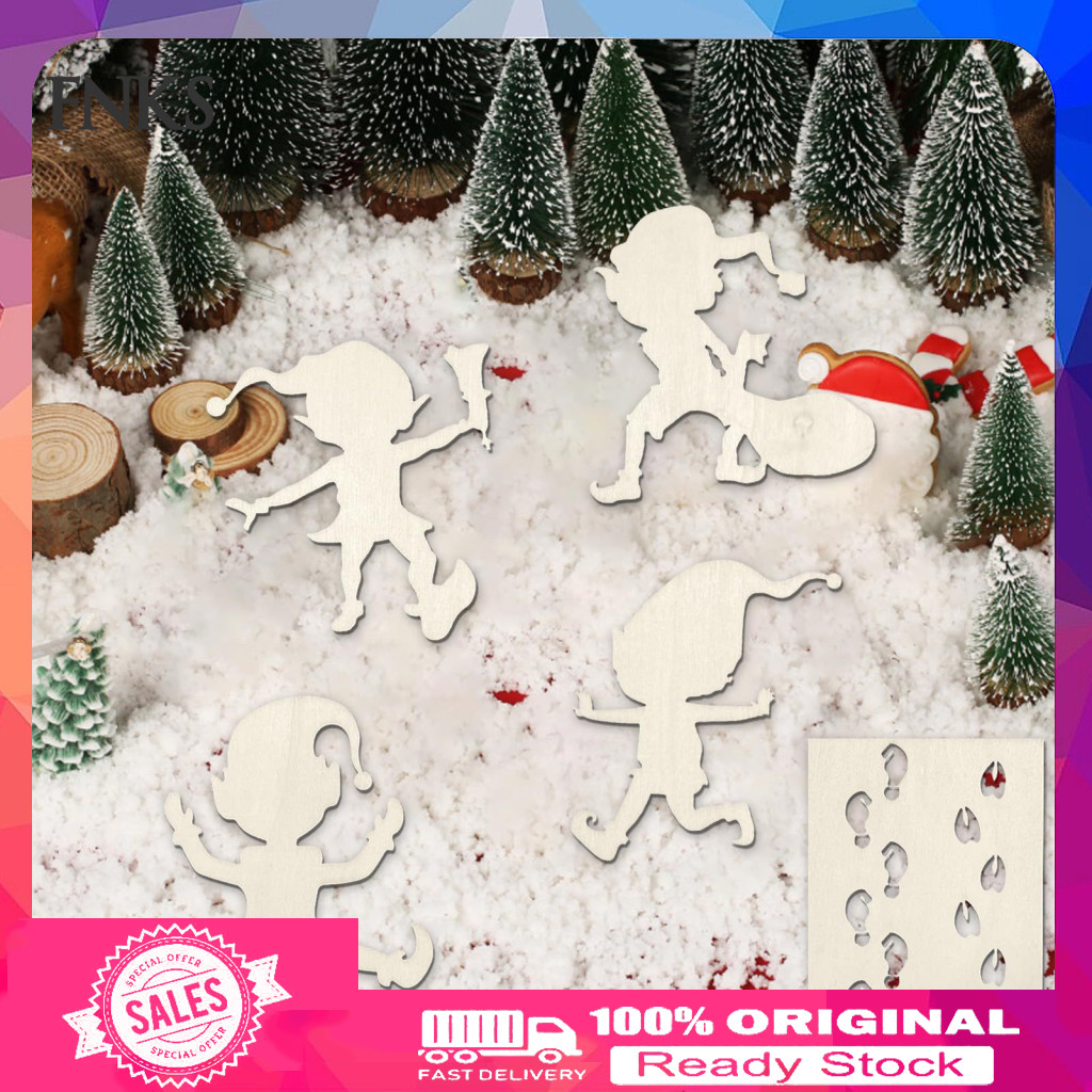 [คลังสินค้าพร้อม] Gnome Footprint Template Festive Stencil Set Christmas Gnome Window Stencil Decor 