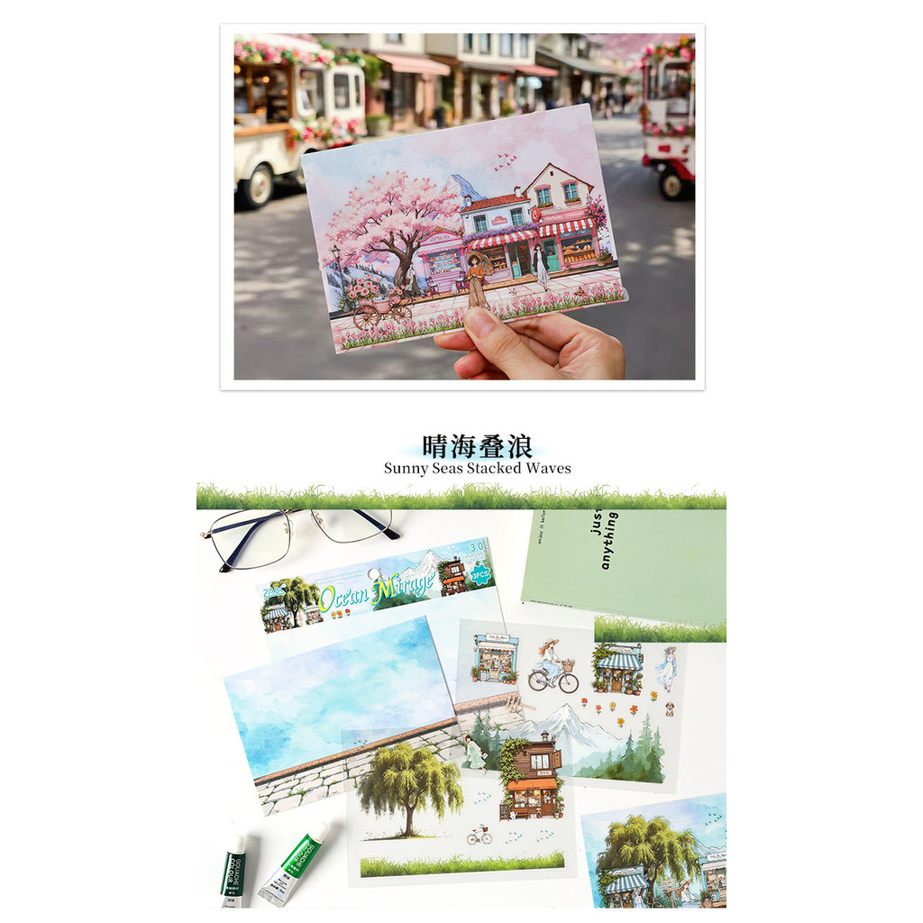 พร้อมสต็อก 3 แผ่น Into Tour Season หนังสือภาพประกอบสติกเกอร์ภูมิทัศน์ High-End ธีมตัวละครวัสดุสติกเกอร์คู่มือภูมิทัศน์ DIY ตกแต่ง Collage คู่มือสติกเกอร์ - รูปที่ 6