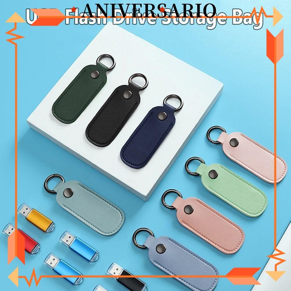 ANIVERSARIO U Disk Pouch Key Ring Protective Cover Holder USB Flash Drive