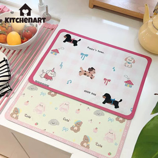 แผ่นดูดซับน้ำ จานรองจาน Placemat น้ำซุปข้นไดอะตอม รูปแบบการ์…