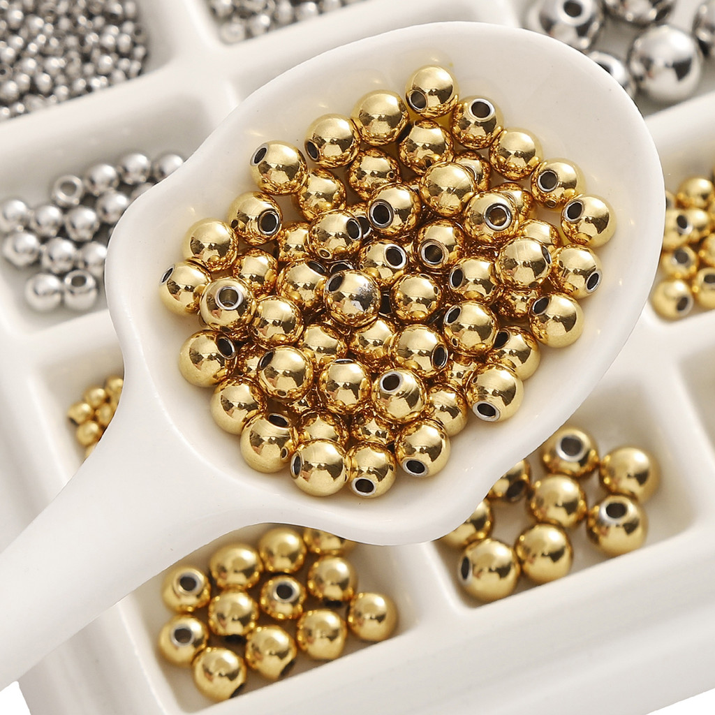 2-8mm Stainless Steel Beads for Jewelry Making Loose Spacer Beads Ball Hole 1-1.5mm for Bracelets Je