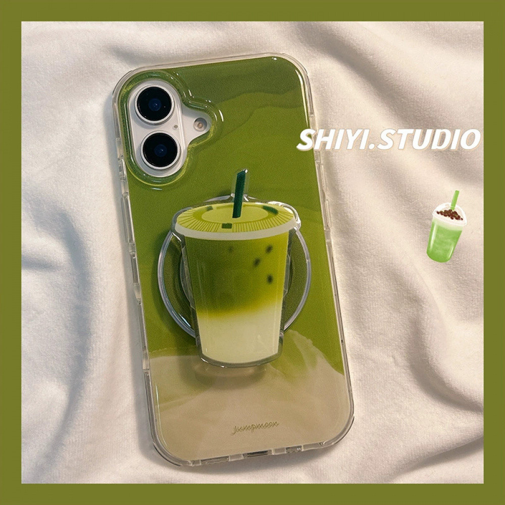 Ins Gradient สีเขียว Matcha Latte พับแม่เหล็กสําหรับ IPhone 16 Pro Max 16 16 Pro 15 Pro Max 14 Pro Max 13 กันกระแทก IMD หนาปกหลัง ราคา ถูกที่สุด ดีลบีเคเค รูปภาพหลัก