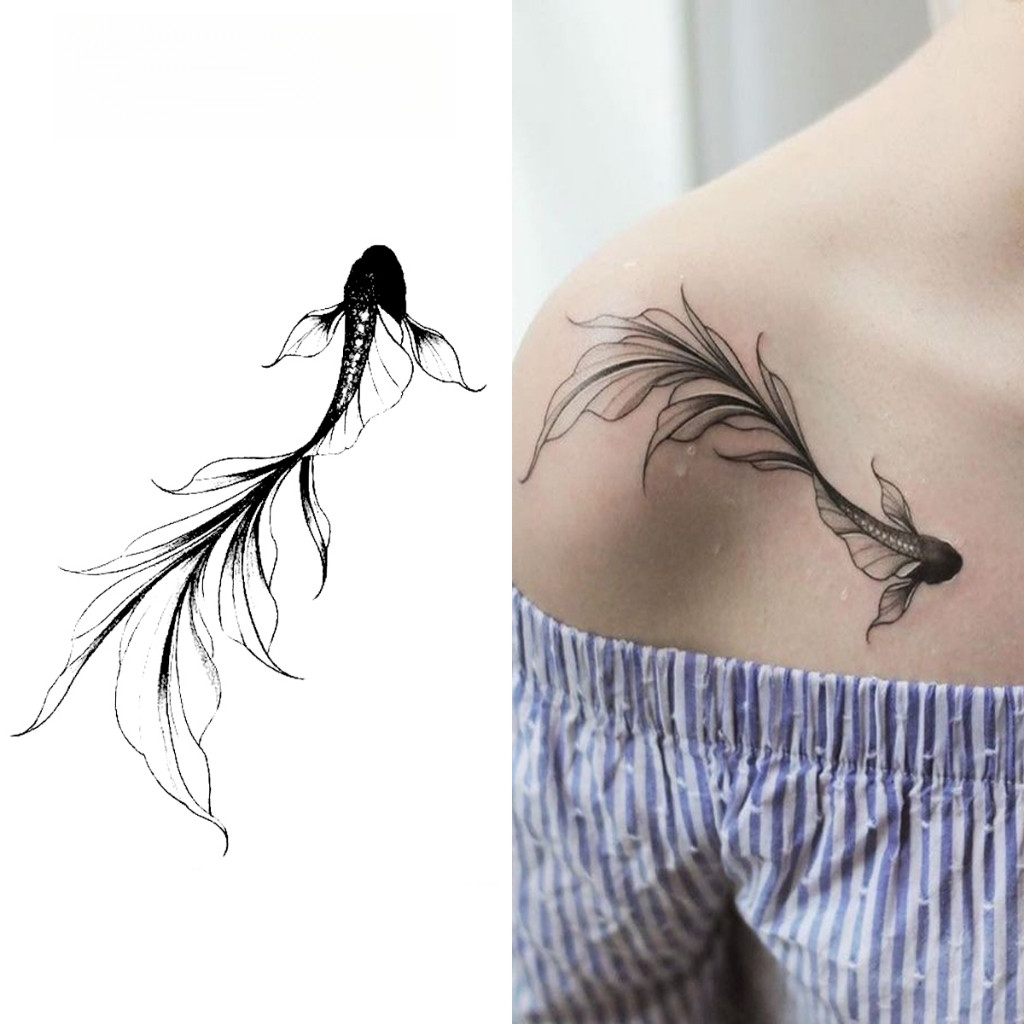 สติ๊กเกอร์รอยสักปลอม ก้อย หางยาว กันน้ําและป้องกันการแรงเสียดทาน ติดทนนาน 15 วัน เหมาะสำหรับแขน คอ และหน้าอก