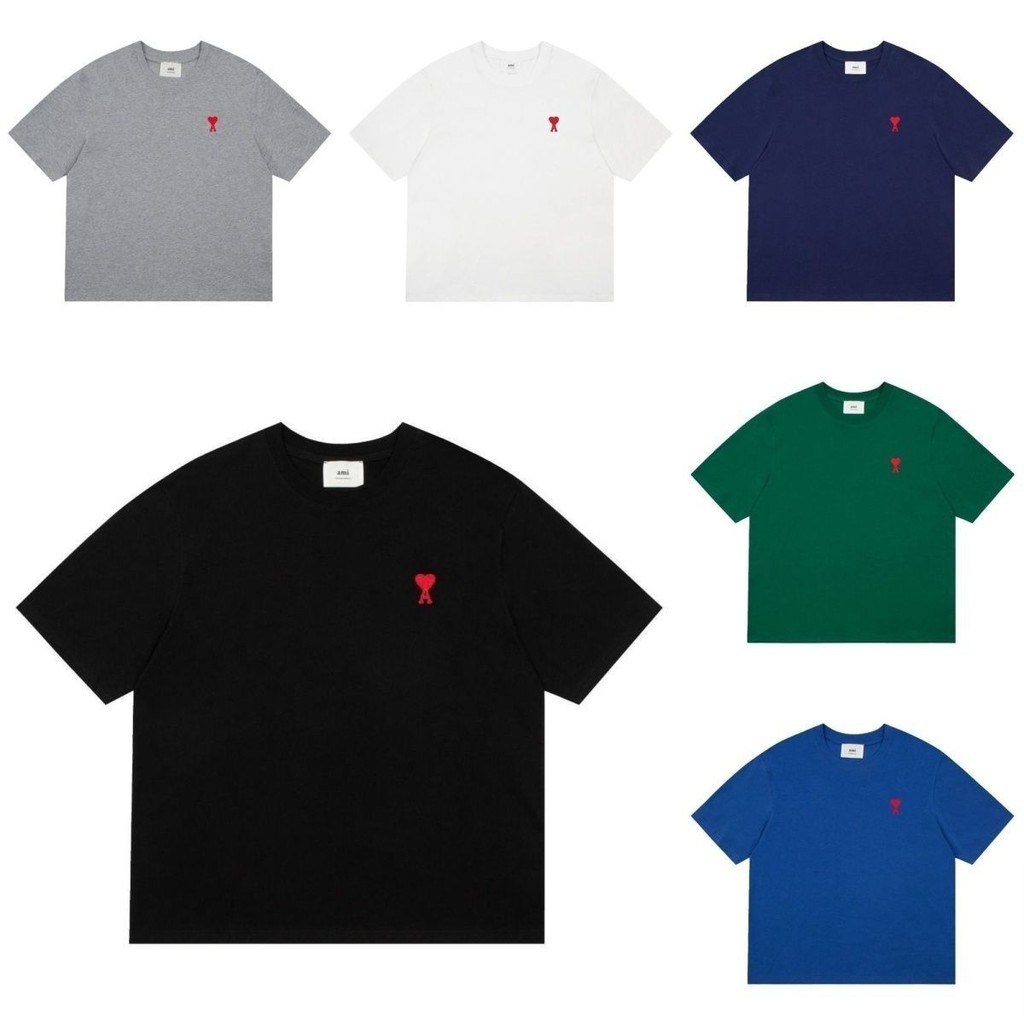 ฤดูร้อน Niche Street Wear ปักผ้าฝ้ายแท้หัวใจสีแดงคอกลมแขนสั้นผู้ชายผู้หญิงคู่ All-Match หลวมสไตล์เดียวกันเสื้อยืดผ้าฝ้าย 100%