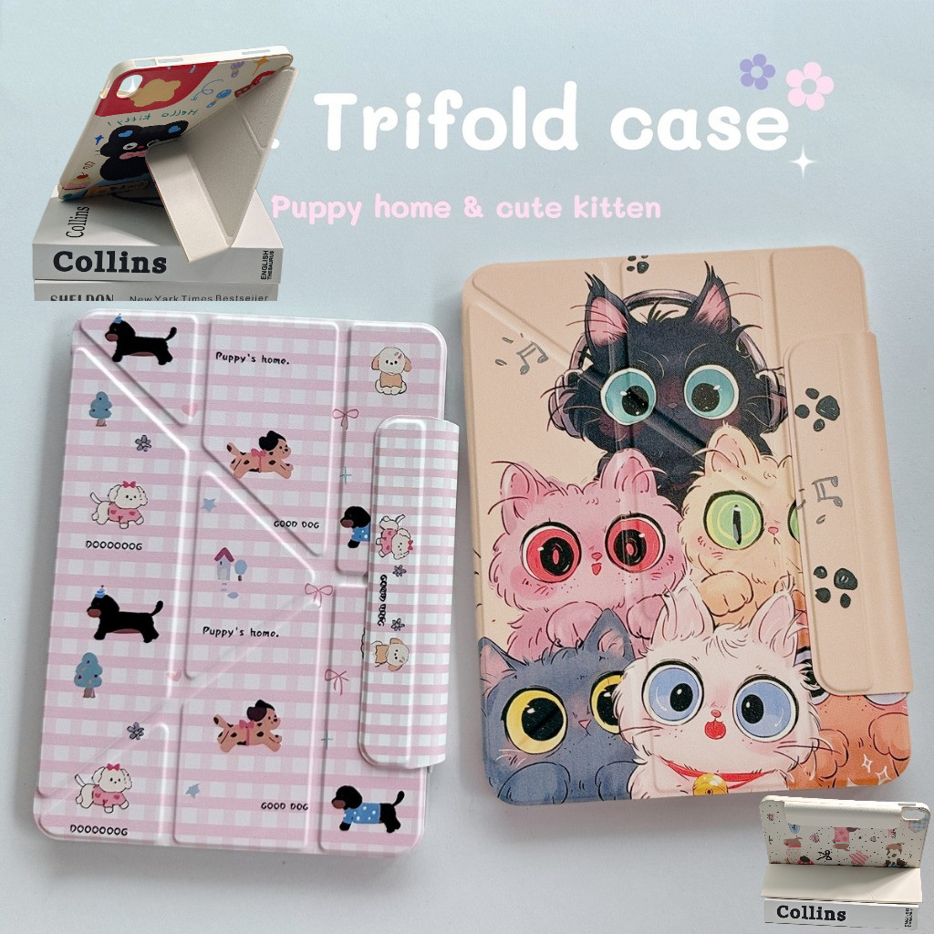 Gen11 Air7(11นิ้ว) A16 เคสไอแพด Y-Shape รูปแบบการ์ตูน M3/M2 mini7 gen10 Gen7/8/9 Air4/5 Air11 Pro11