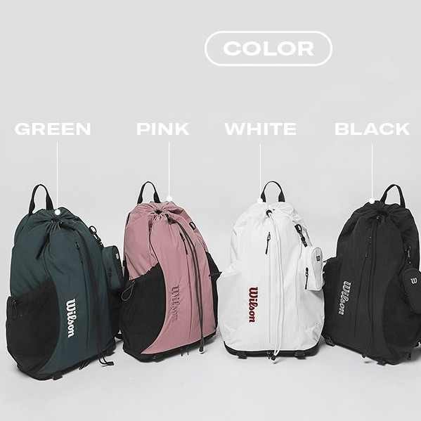 Wilson 2025 ผู้ชายผู้หญิงกีฬาแฟชั่น Drawstring Storage กระเป๋าเป้สะพายหลังเทนนิสกระเป๋า